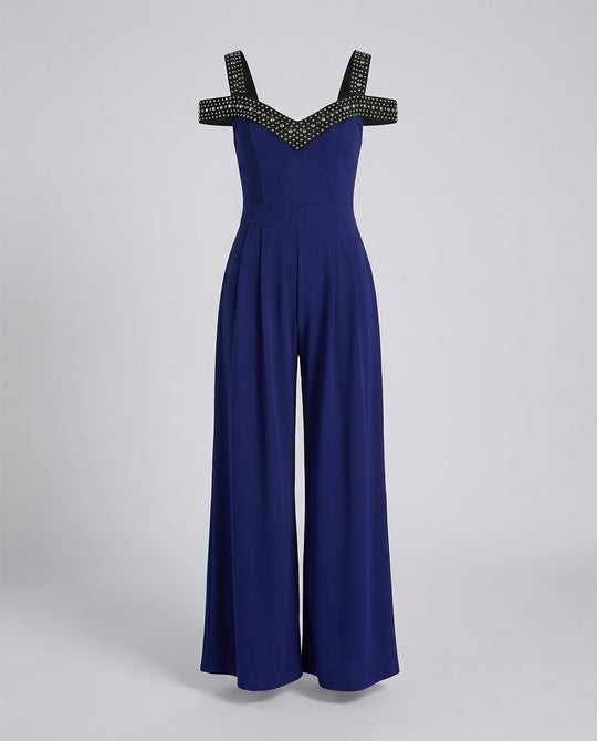 Eleganter Damen Jumpsuit mit Schulterfreiem Schnitt & Glitzerndem Dekolleté für Party & Events | R&B