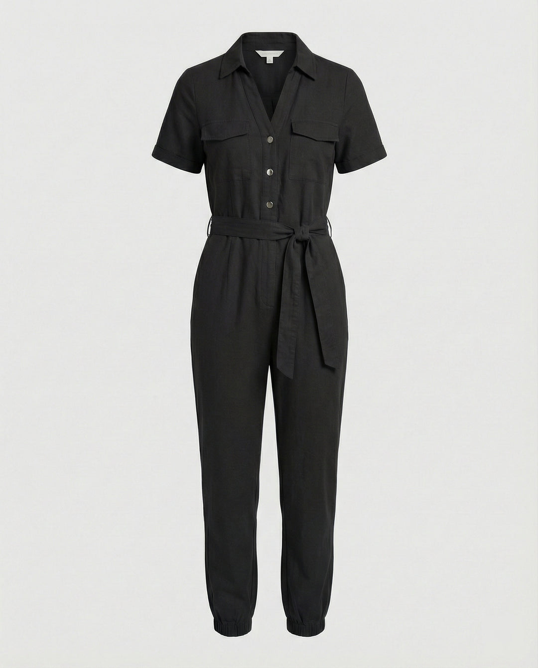 Damen lässiger Jumpsuit mit tailliertem Schnitt und durchgehender Knopfleiste R&B