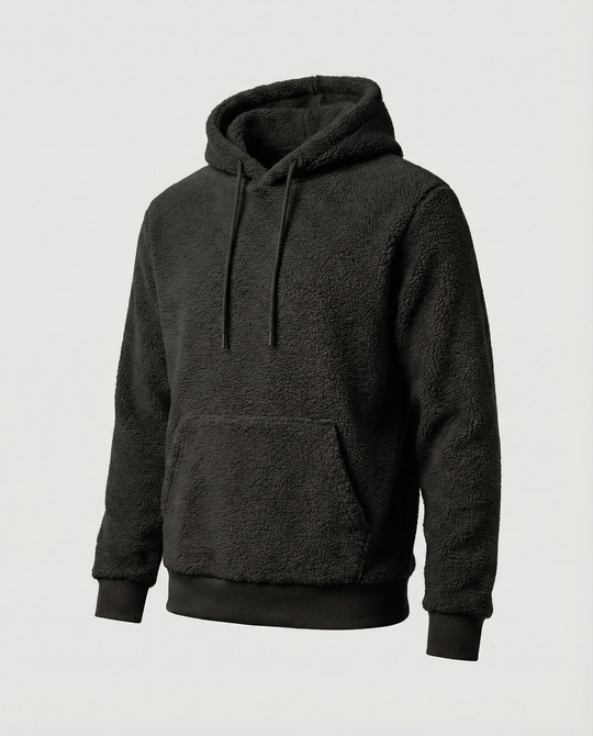 Herren Kuscheliger Teddy-Pullover mit Kapuze und elastischem Bund R&B