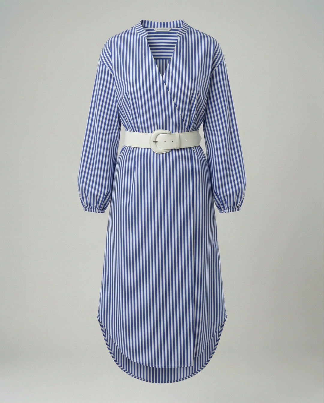 Damen Midikleid Hemdblusenkleid gestreift