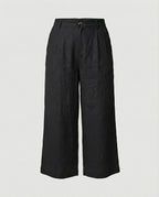 Damen Weite Leinen Stoffhose mit Gummibund und Taschen