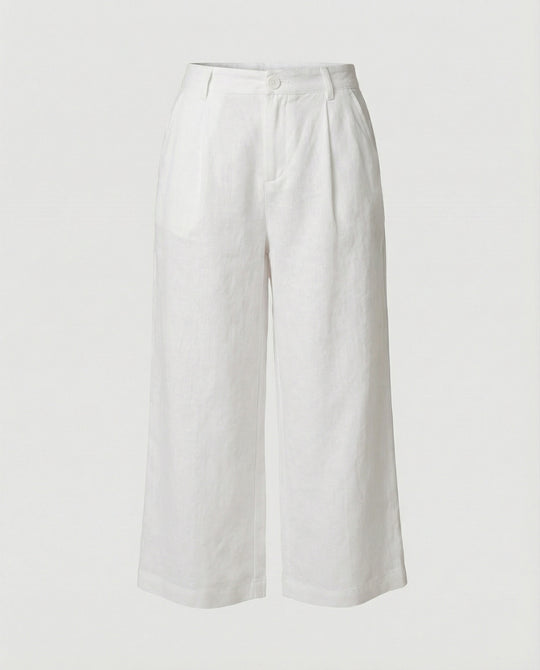 Damen Weite Leinen Stoffhose mit Gummibund und Taschen