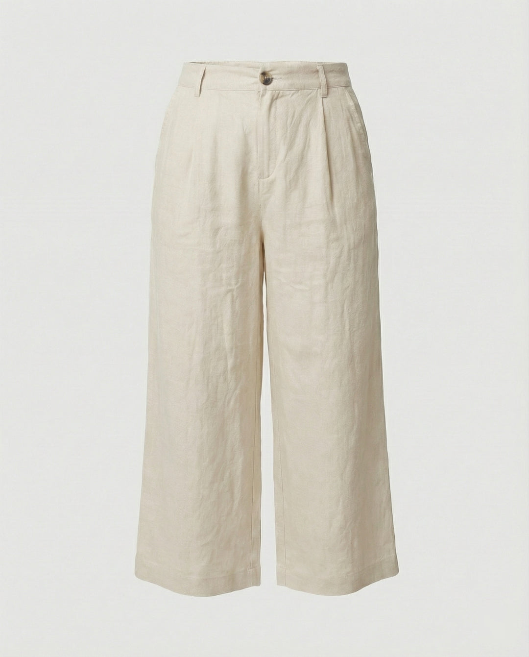 Damen Weite Leinen Stoffhose mit Gummibund und Taschen