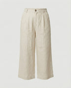 Damen Weite Leinen Stoffhose mit Gummibund und Taschen