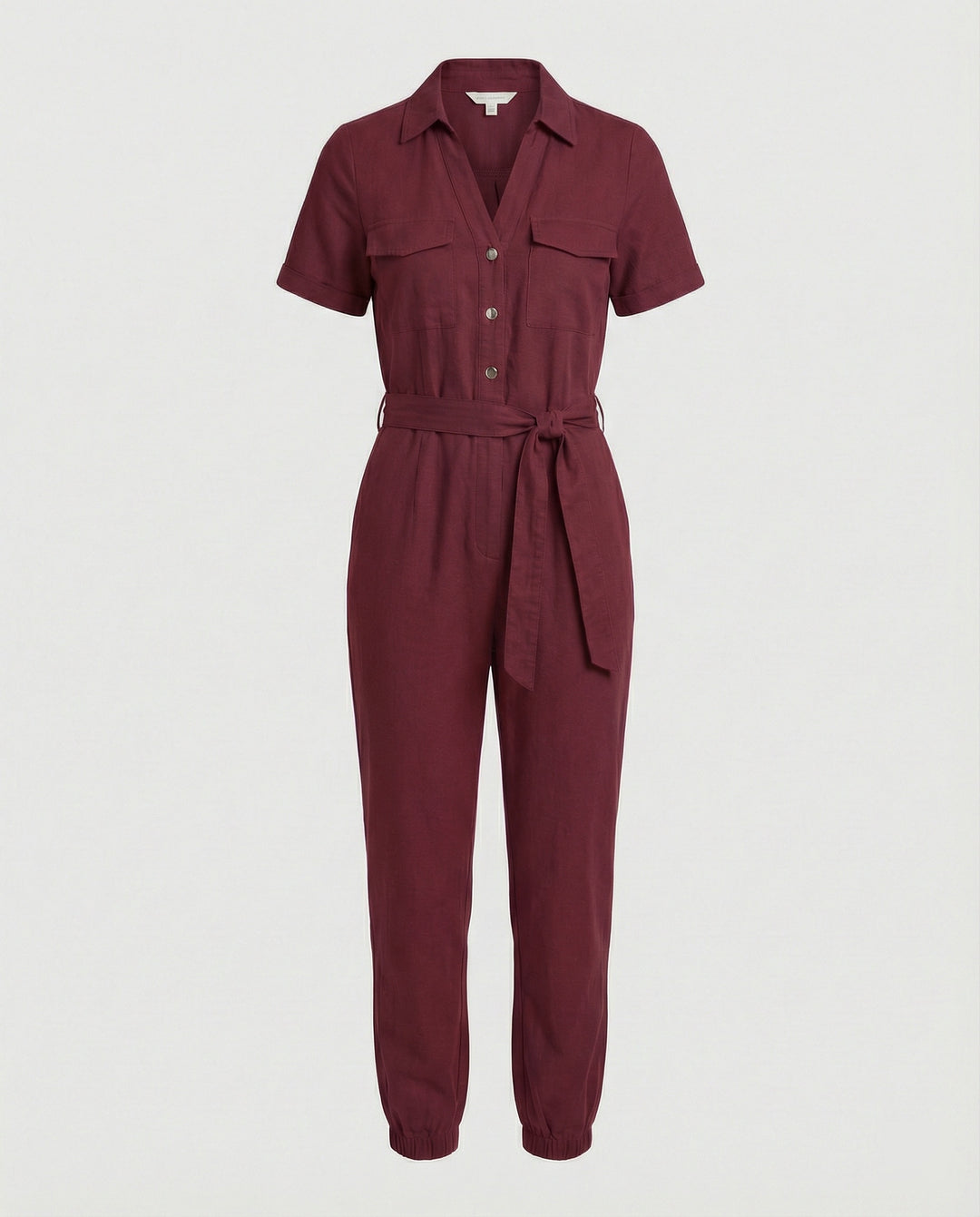Damen lässiger Jumpsuit mit tailliertem Schnitt und durchgehender Knopfleiste R&B