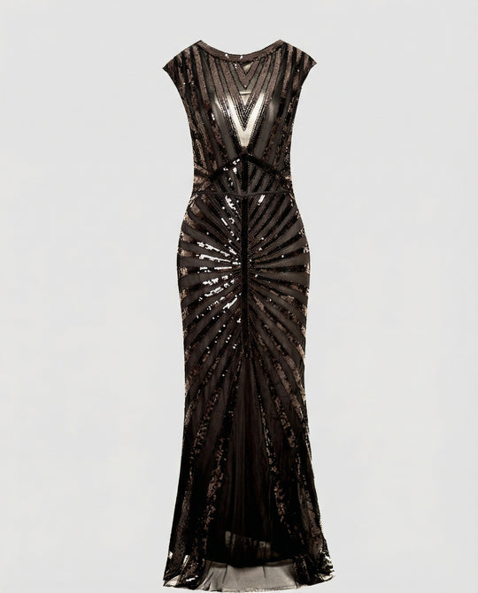 Elegantes Langes Abendkleid mit Paillettenmuster für Festliche Anlässe | R&B