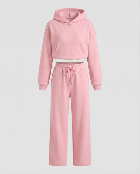 Damen Sweat-Set mit lässigem Schnitt und hohem Kragen R&B