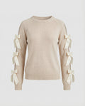 Damen Strickpullover mit offener Schulter und raffinierten Schleifendetails R&B