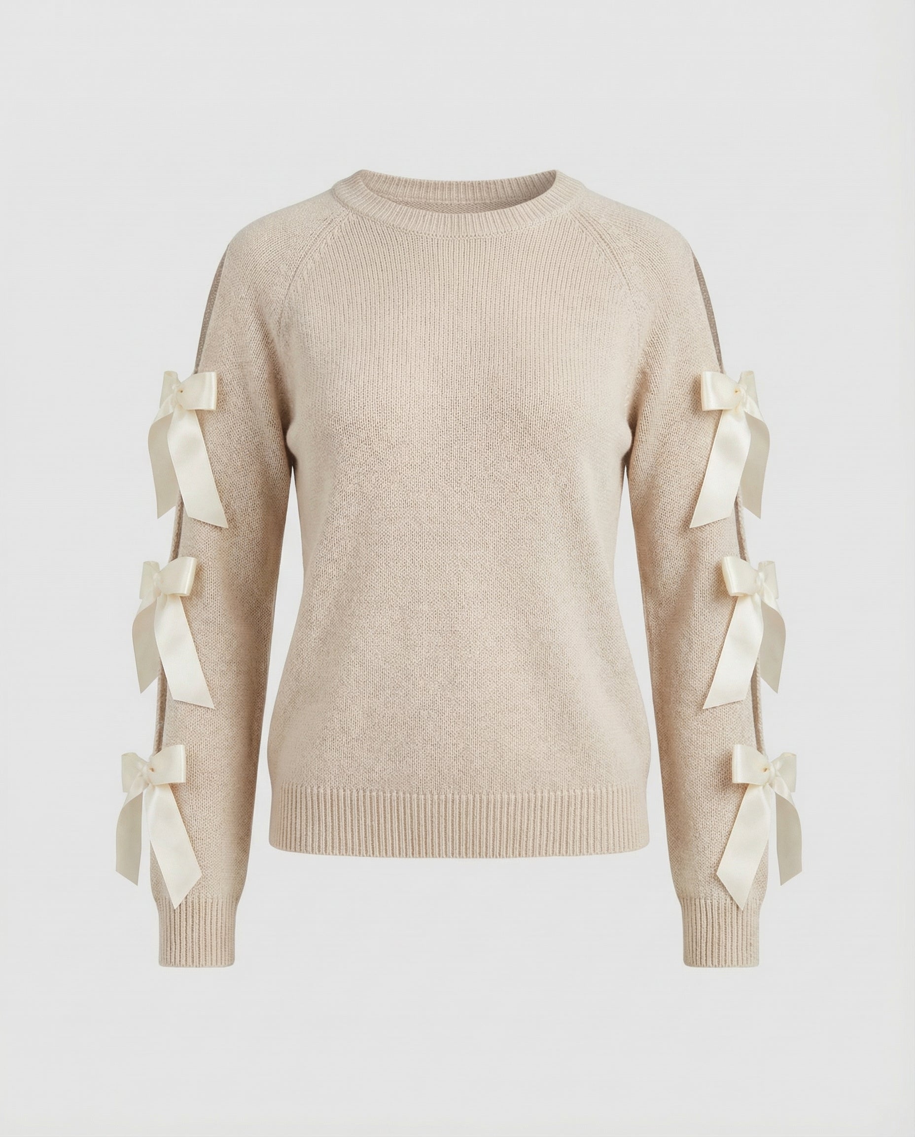 Damen Strickpullover mit offener Schulter und raffinierten Schleifendetails R&B