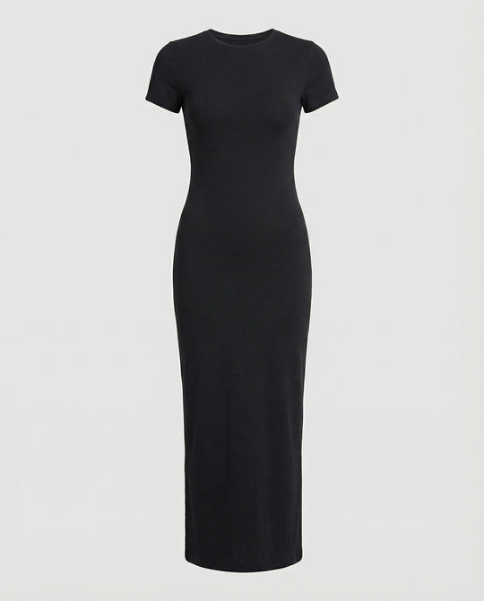 Figurbetontes Maxikleid mit kurzen Ärmeln