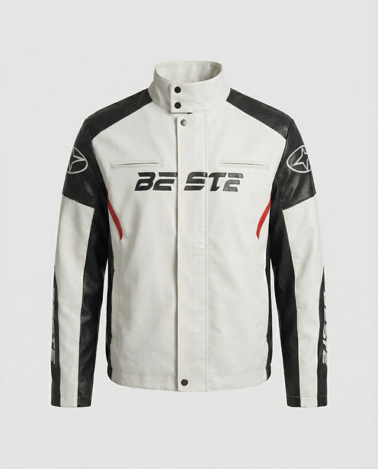 Herren Racing Bikerjacke Kunstleder