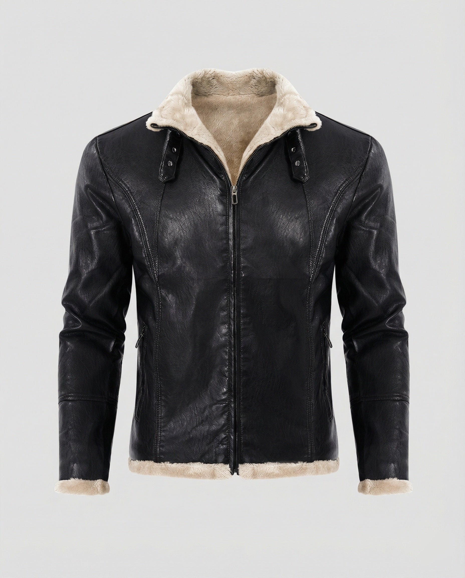 Herren Kunstlederjacke mit warmem Innenfutter