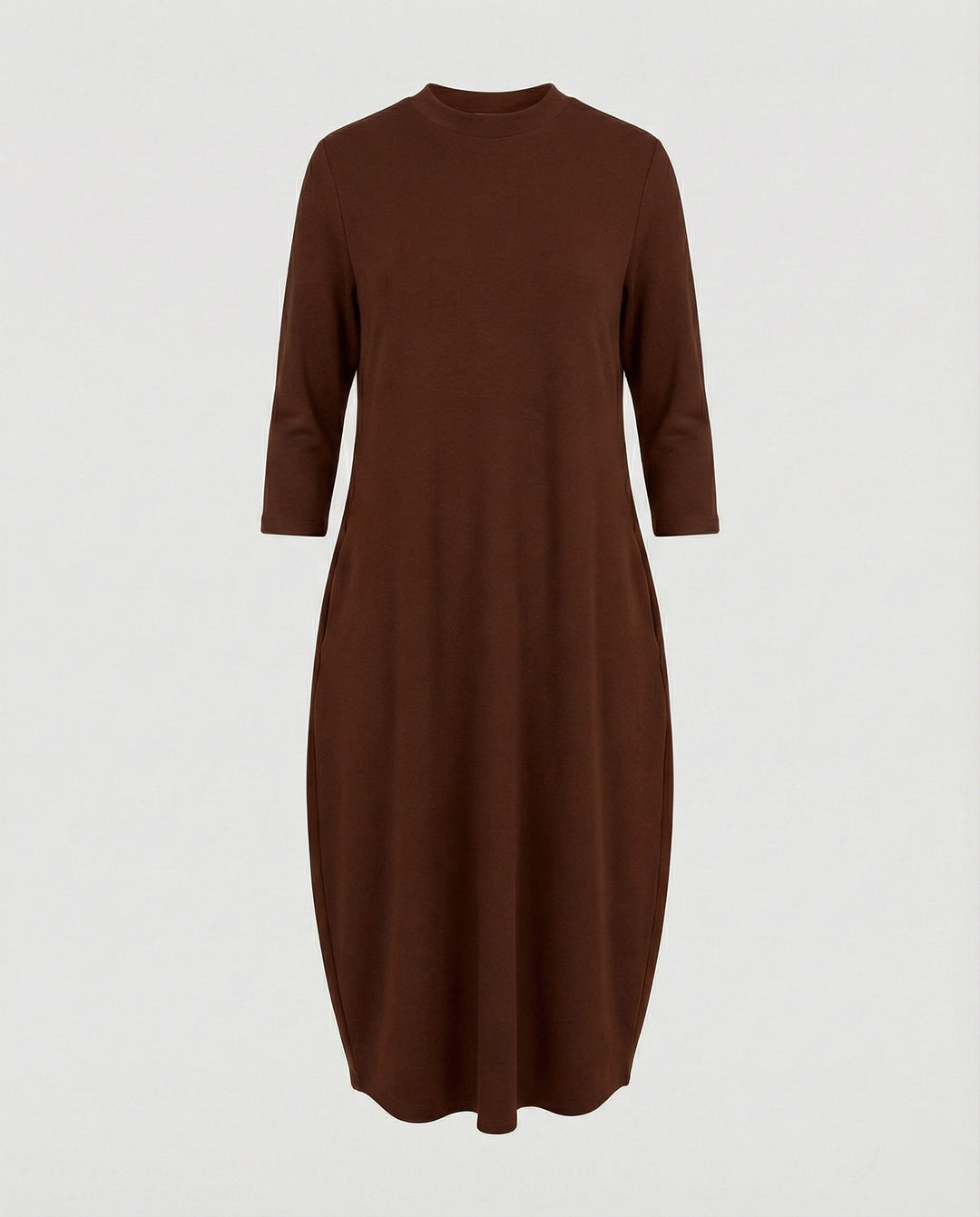 R&B | Einfarbiges Kleid mit Rundhalsausschnitt und Tasche