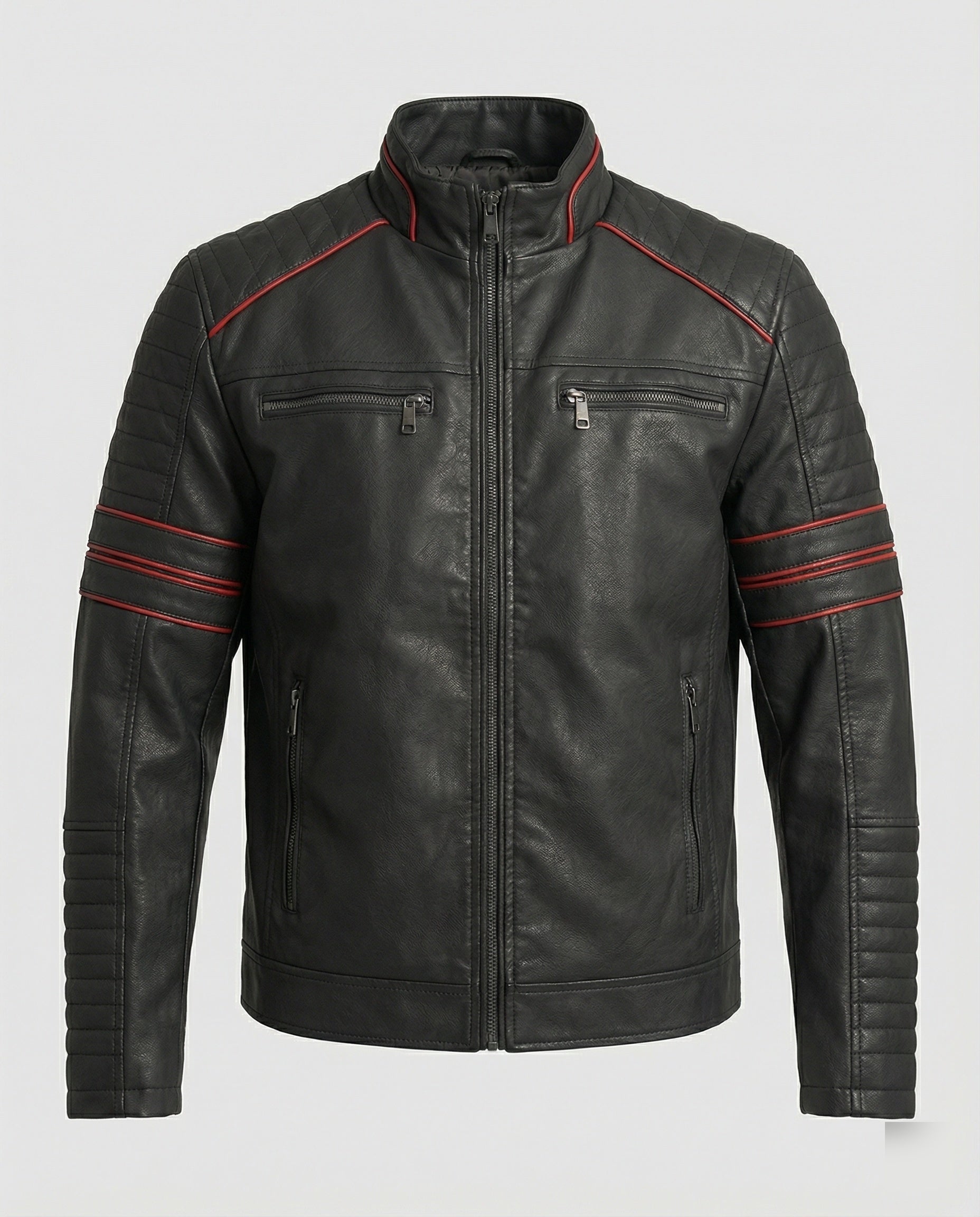 Herren Biker Lederjacke mit Steppung