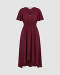 Maxikleid Sommer mit V-Ausschnitt und Flatterärmeln