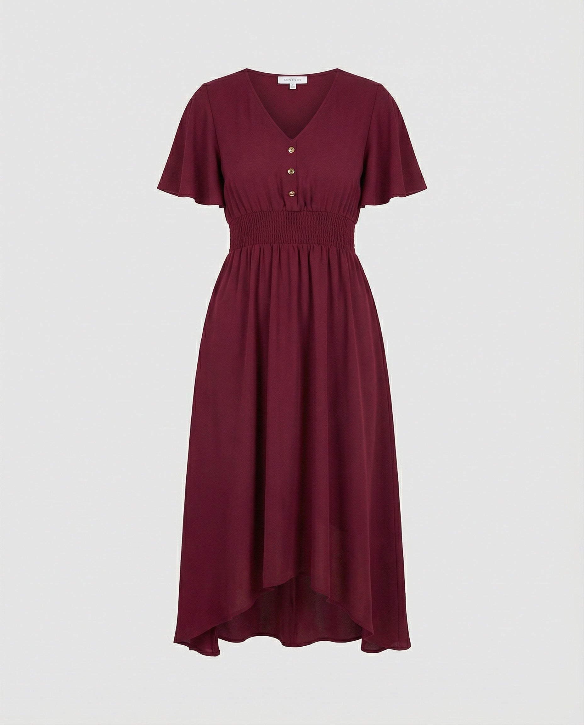 Maxikleid Sommer mit V-Ausschnitt und Flatterärmeln