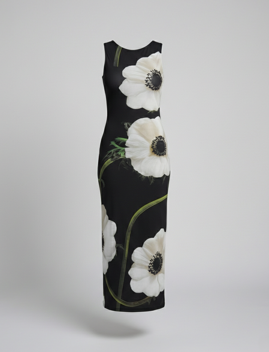 Blumenkleid Maxikleid Damen Figurbetont