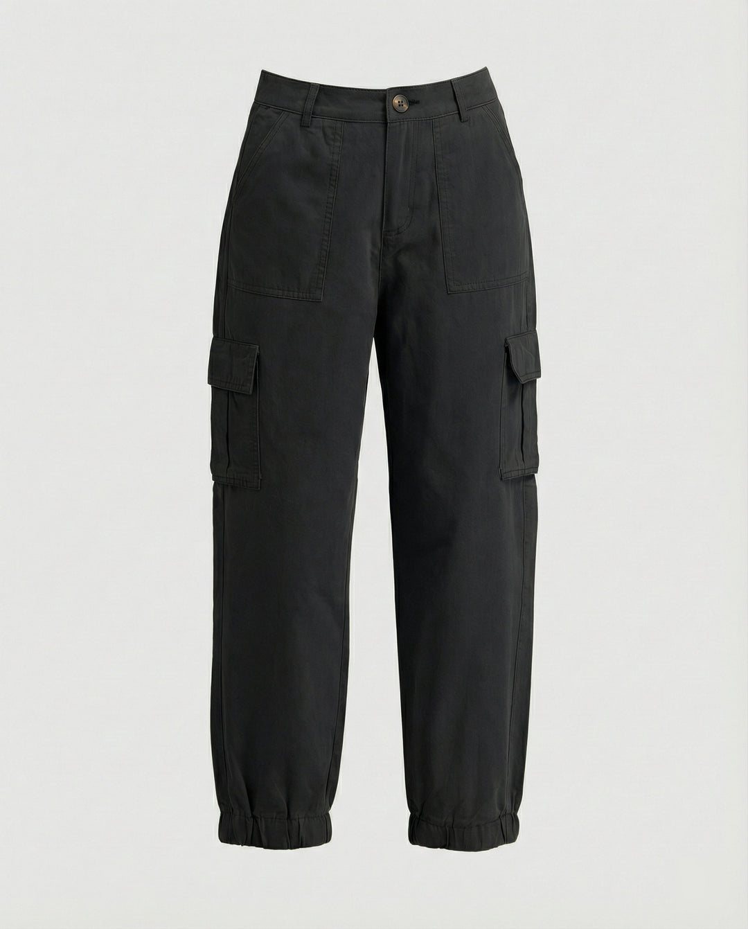 Damen Cargo Stoffhose lässig mit elastischem Bund und Taschen