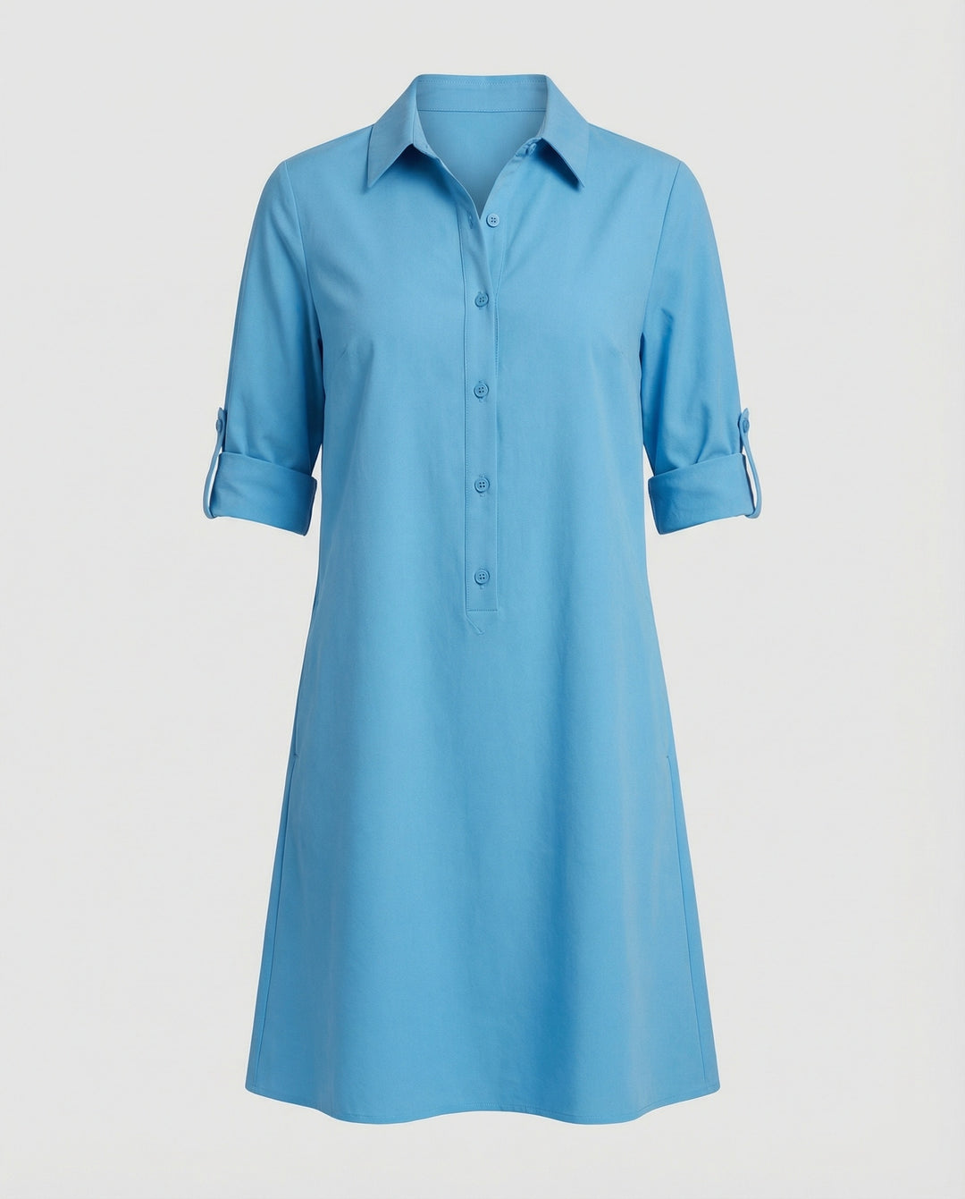 Damen Hemdblusenkleid Baumwolle Freizeit