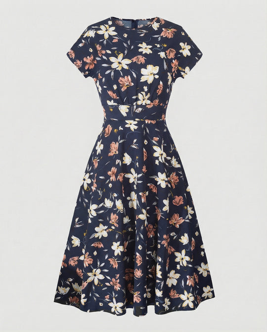 Damen Blumenkleid Midikleid Floral