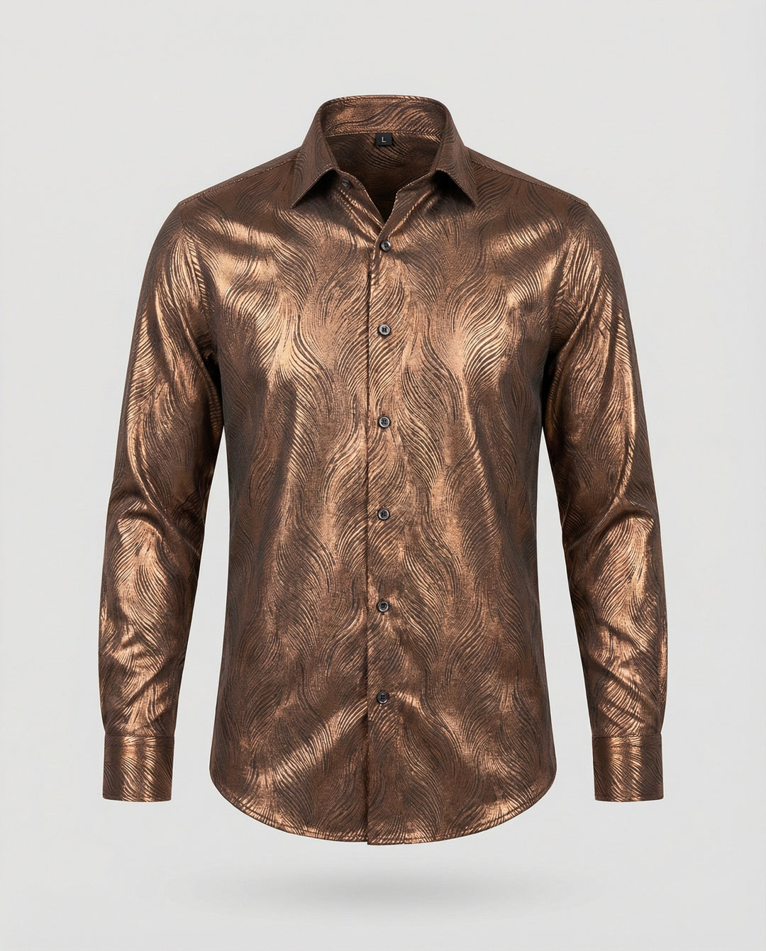 Herren Elegantes Langarmhemd mit modernem Wellenmuster und glänzender Oberfläche R&B