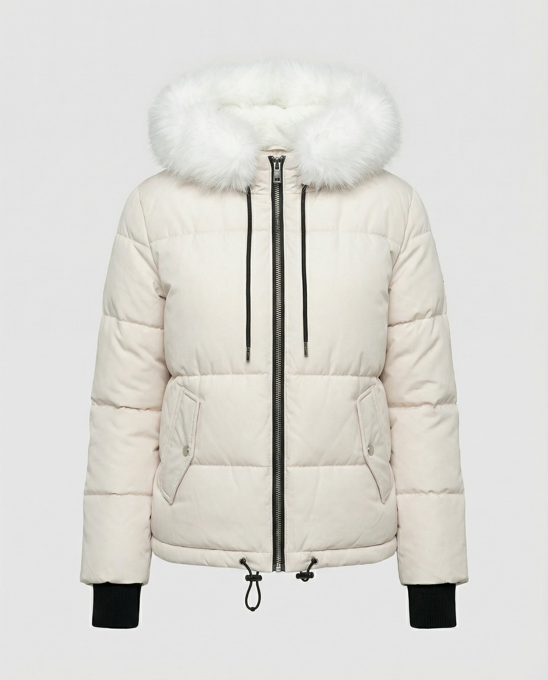 Steppjacke Damen Winter mit abnehmbarem Kunstpelzkragen