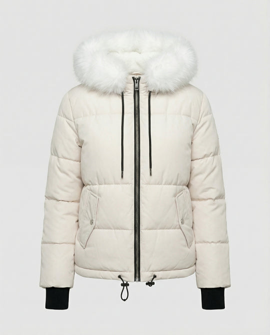 Steppjacke Damen Winter mit abnehmbarem Kunstpelzkragen