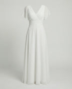 Damen Maxikleid Chiffon elegant plissiert