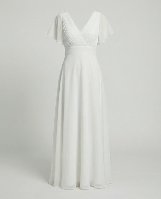 Damen Maxikleid Chiffon elegant plissiert