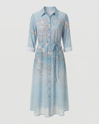 Maxikleid Damen Floral Leinenmix