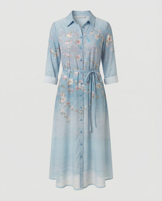 Maxikleid Damen Floral Leinenmix