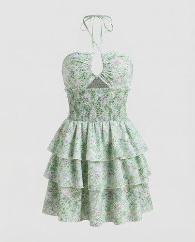 Damen Sommerkleid trägerlos mit Volantrock