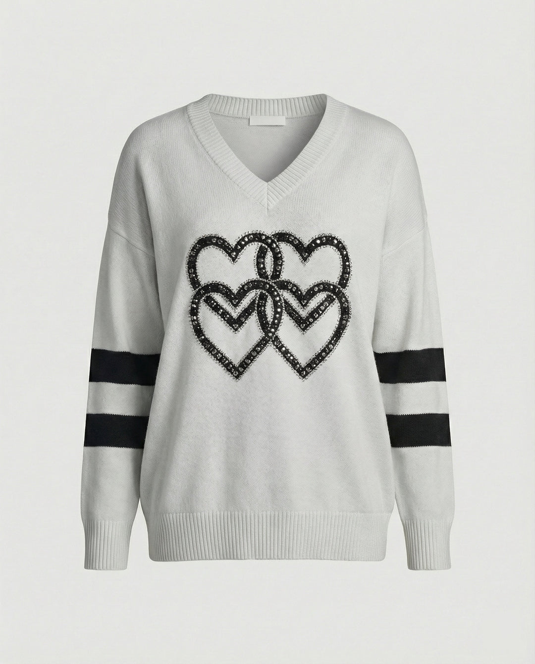R&B | Damenpullover mit Herzmuster & V-Ausschnitt