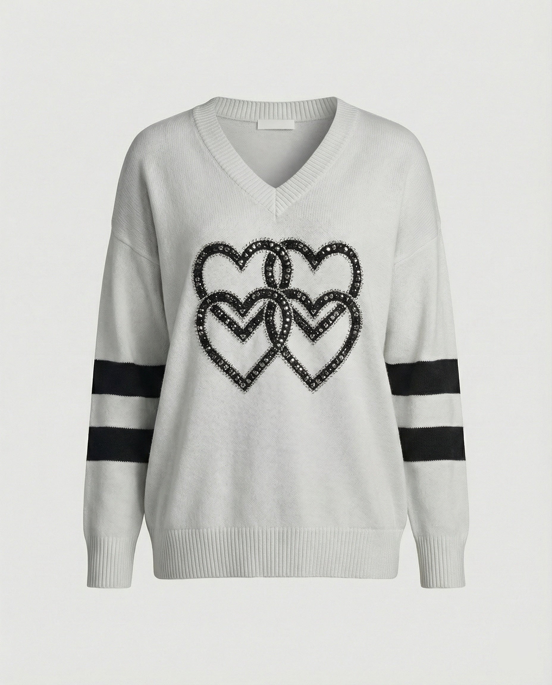 R&B | Damenpullover mit Herzmuster & V-Ausschnitt
