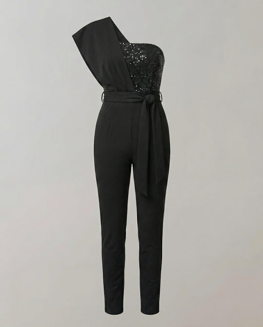 Damen Luxuriöser Overall mit Schleifengürtel & Funkelnden Details | R&B
