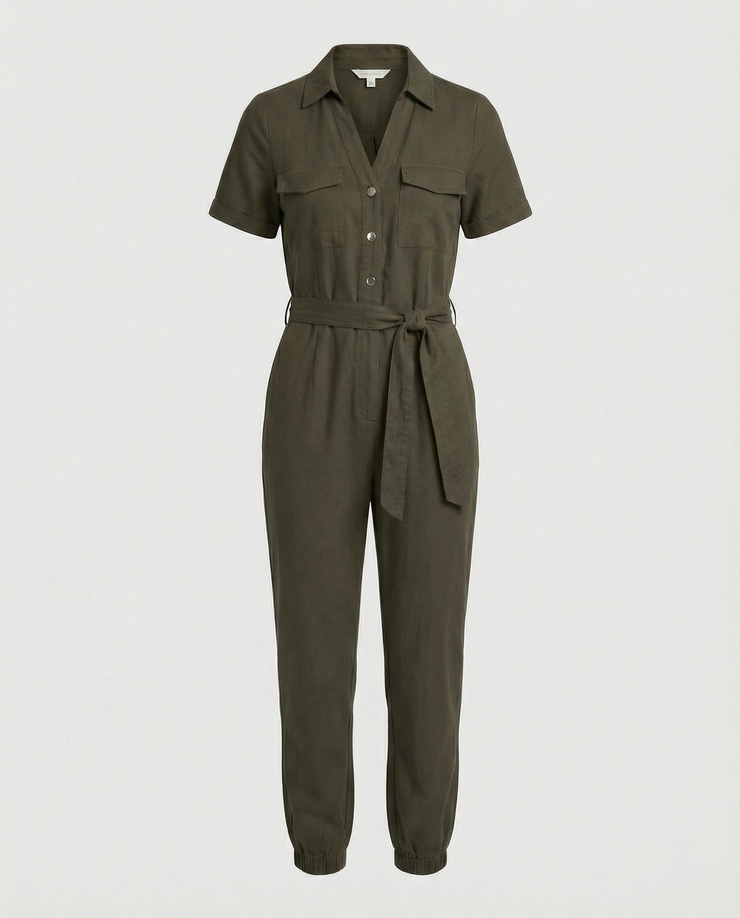 Damen lässiger Jumpsuit mit tailliertem Schnitt und durchgehender Knopfleiste R&B