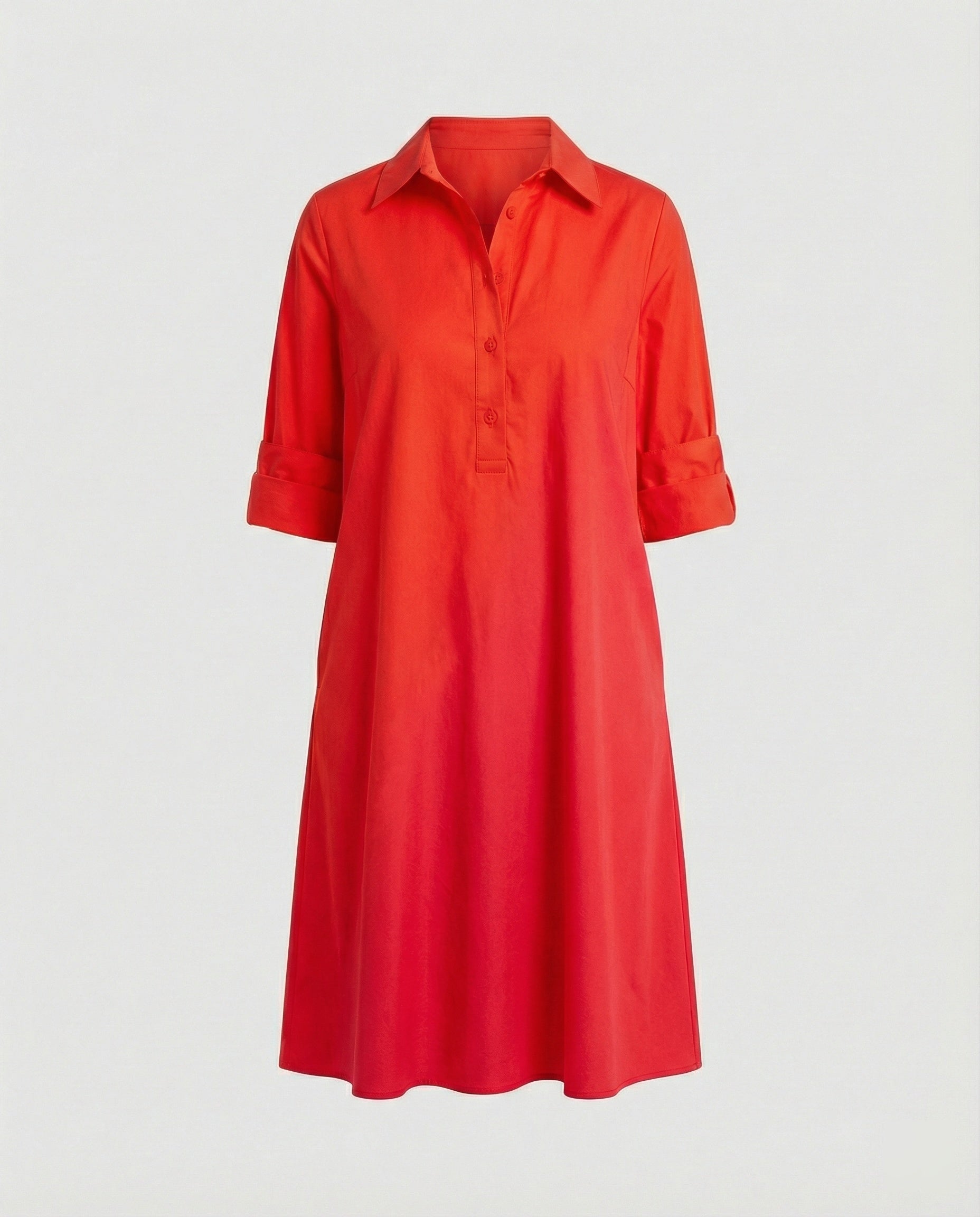 Hemdblusenkleid mit Umlegekragen & Dreiviertelärmel