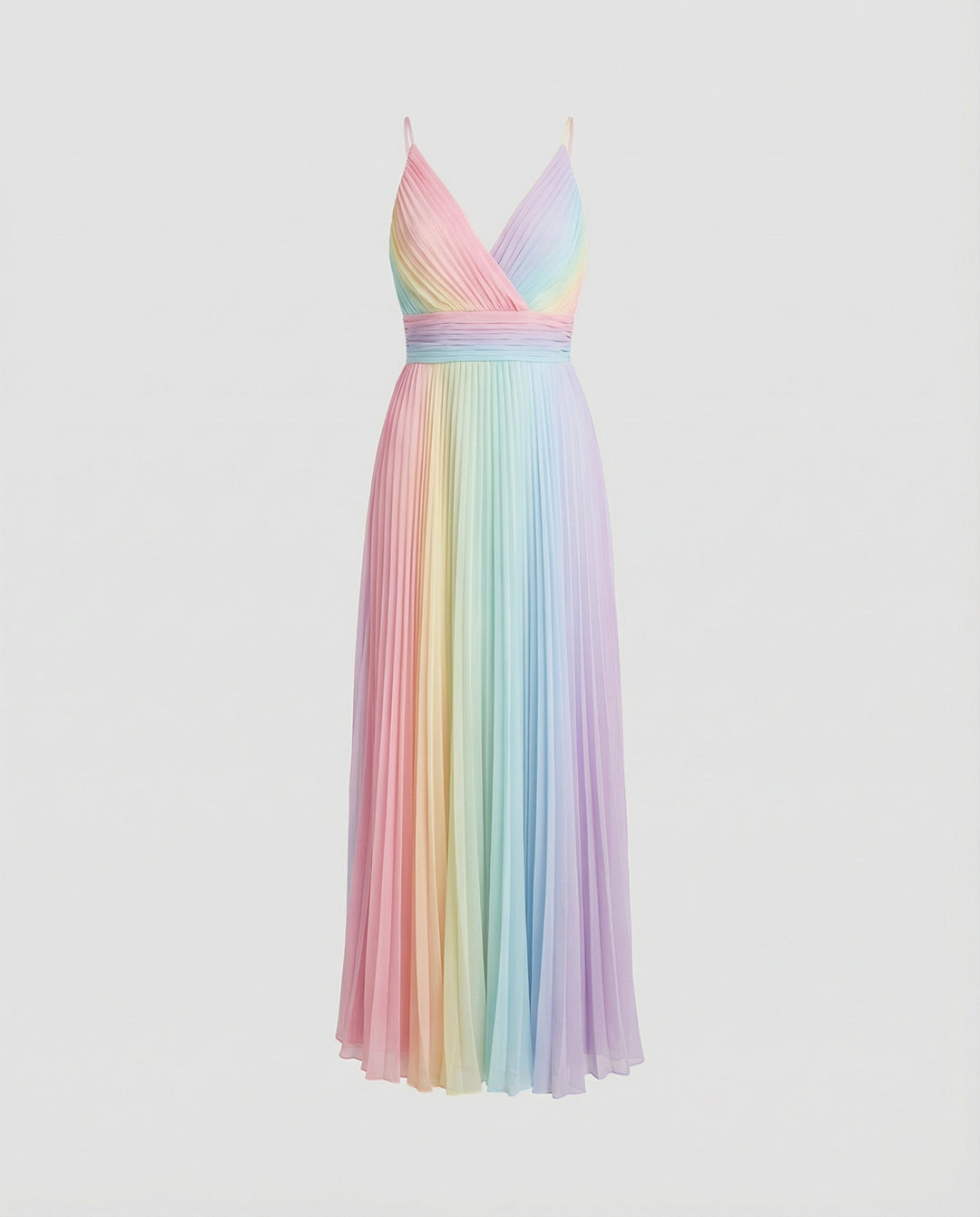 Trendiges Maxikleid mit Spaghettiträgern und buntem Farbverlauf
