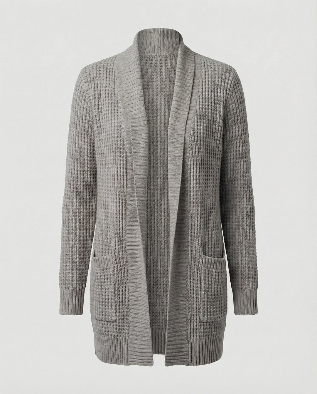 R&B | Strickjacke Weiches Strickmaterial Lockere Passform Offene Vorderseite Taschen Lange Ärmel
