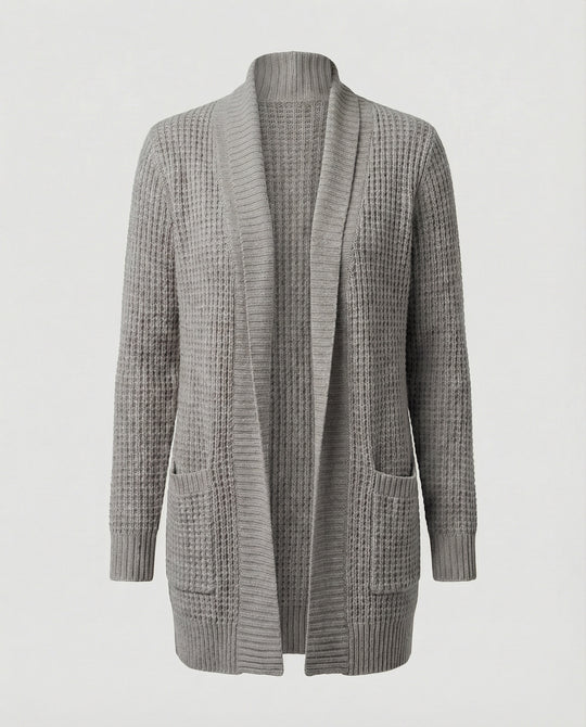 R&B | Strickjacke Weiches Strickmaterial Lockere Passform Offene Vorderseite Taschen Lange Ärmel
