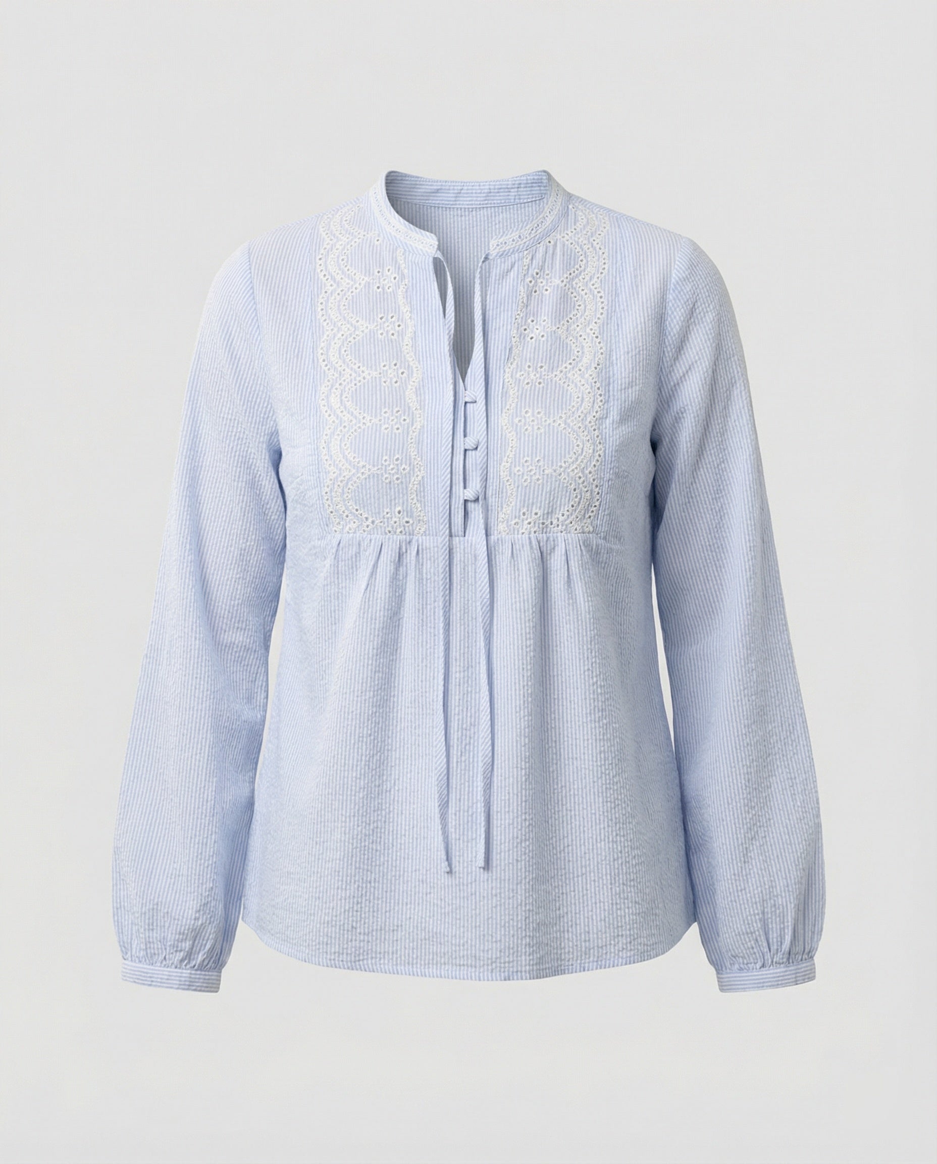 Bestickte Bluse Damen mit Ballonärmeln