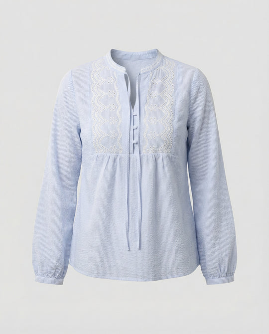 Bestickte Bluse Damen mit Ballonärmeln