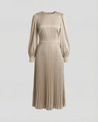 Damen Midikleid Plissee Satinoptik