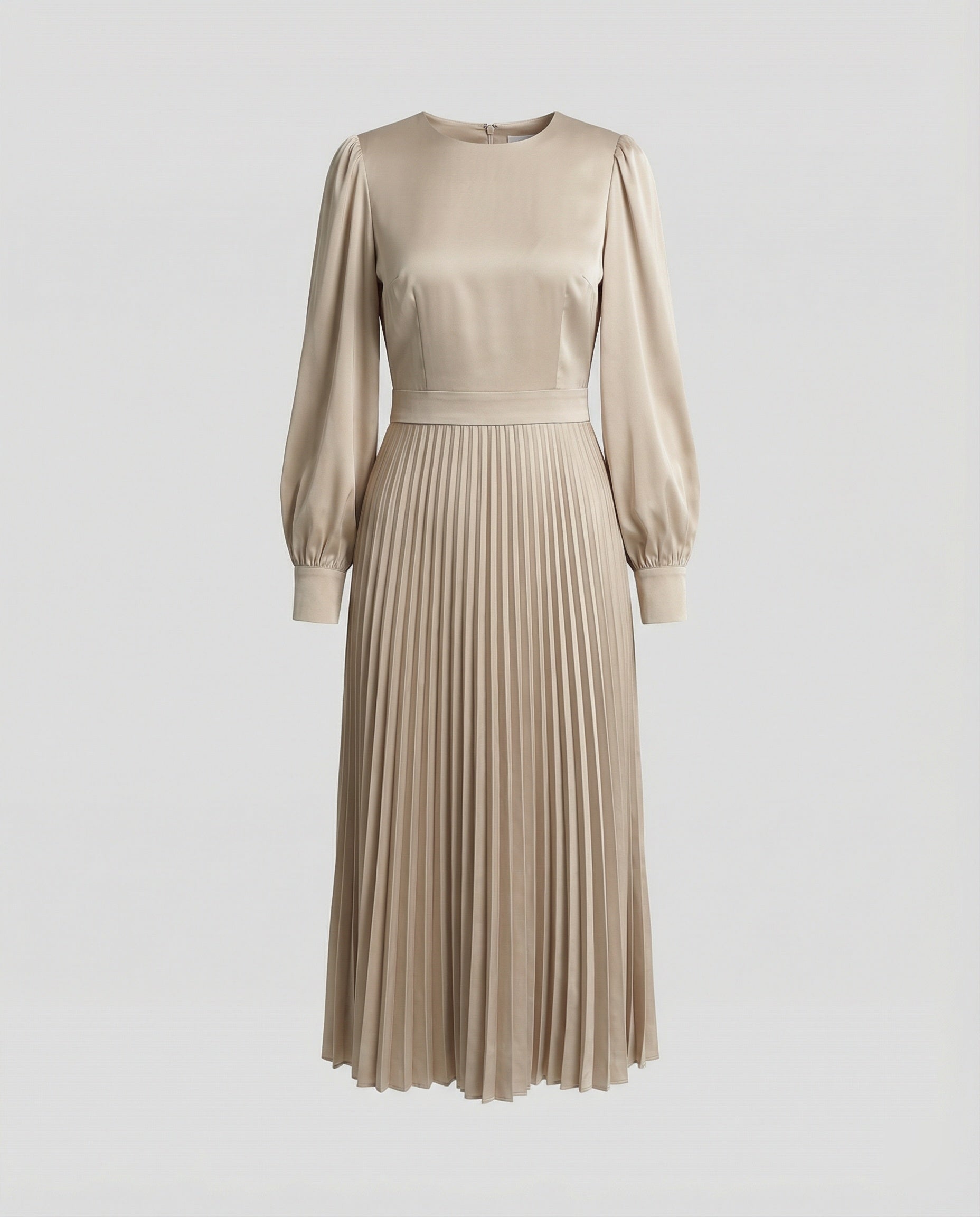 Damen Midikleid Plissee Satinoptik