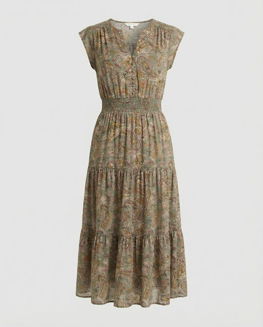 Boho Maxikleid Sommer mit Smok Taille