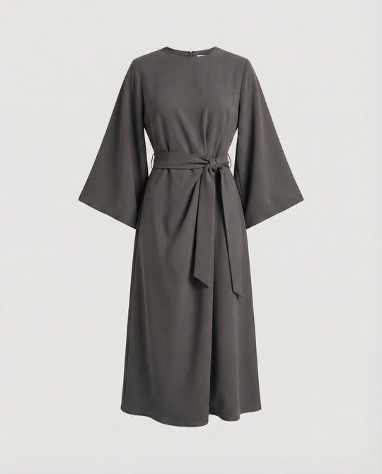 R&B | Elegantes Kleid mit Laternenärmeln und Gürtel