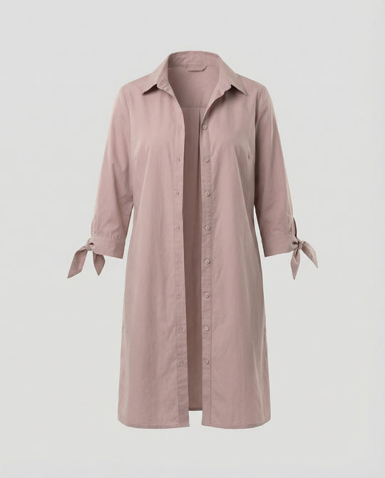 Damen Lässige Longbluse mit umschlagbaren Ärmeln