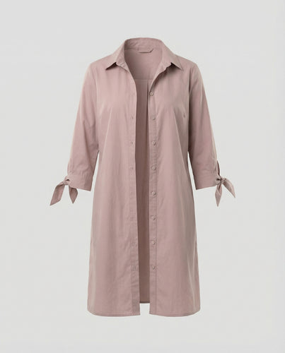 Damen Lässige Longbluse mit umschlagbaren Ärmeln