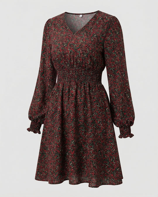 Damen A-Linie Kleid mit Smokbund