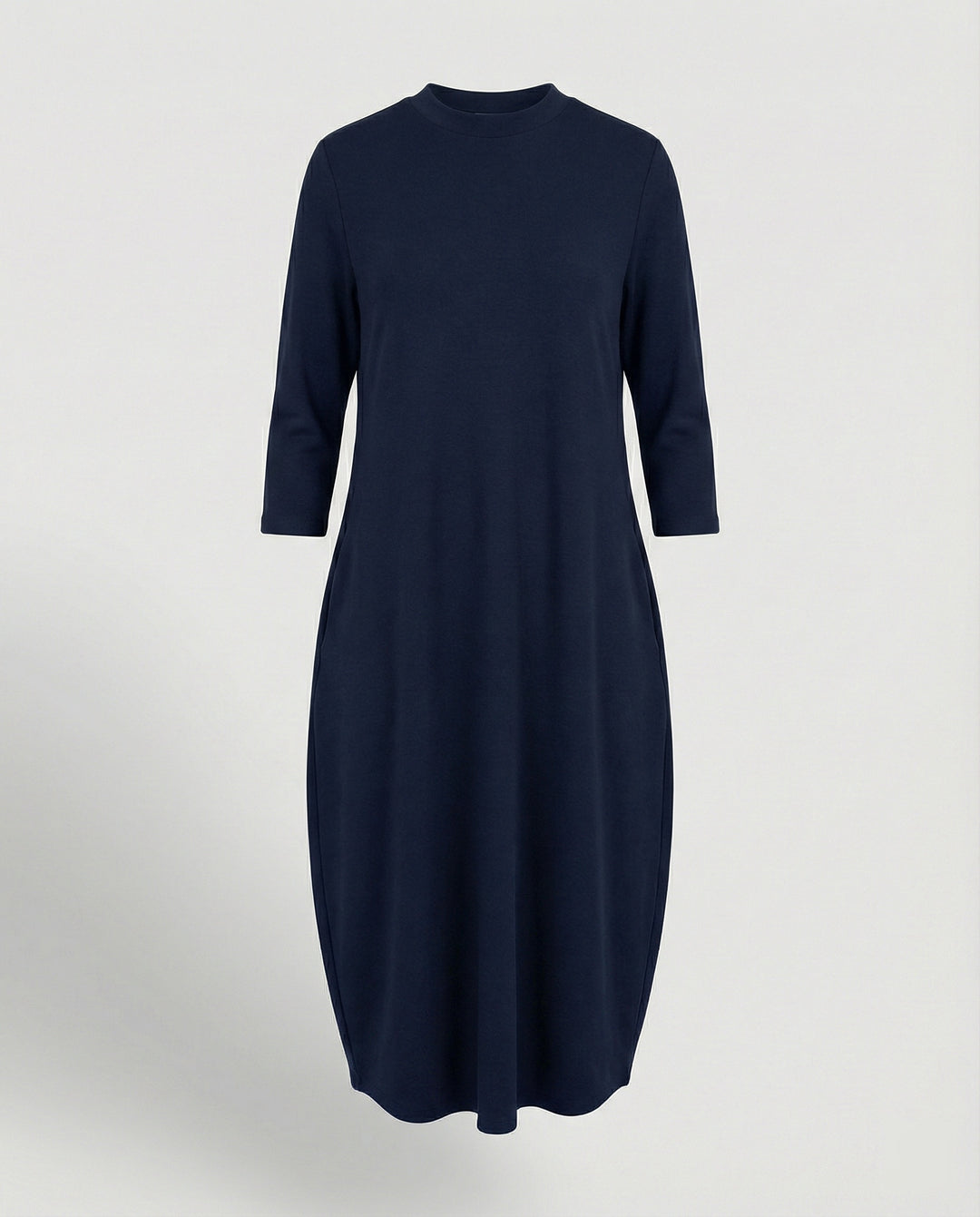 R&B | Einfarbiges Kleid mit Rundhalsausschnitt und Tasche